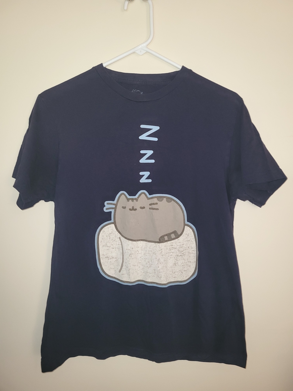 Pusheen Navy Blue Short Sleeve Tee with Gray Pusheen Graphic